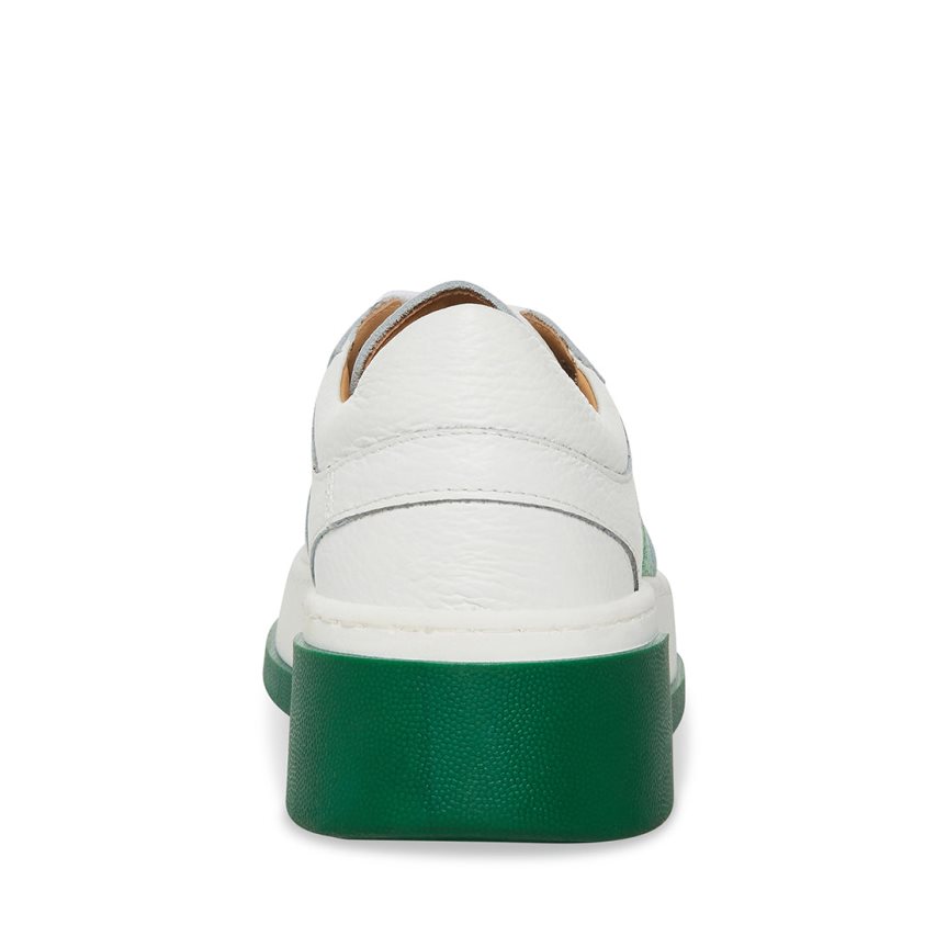 White / Green Steve Madden Joey Women's Sneakers | PH 0631YVC